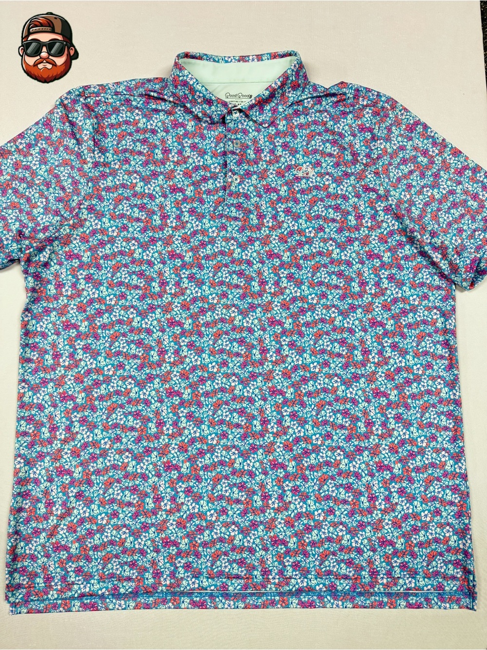 Good Good XXL Floral Golf Polo Performance Stretch Men's Short Sleeve